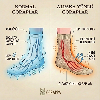 Doğal Alpaka Yünü Kış Çorabı