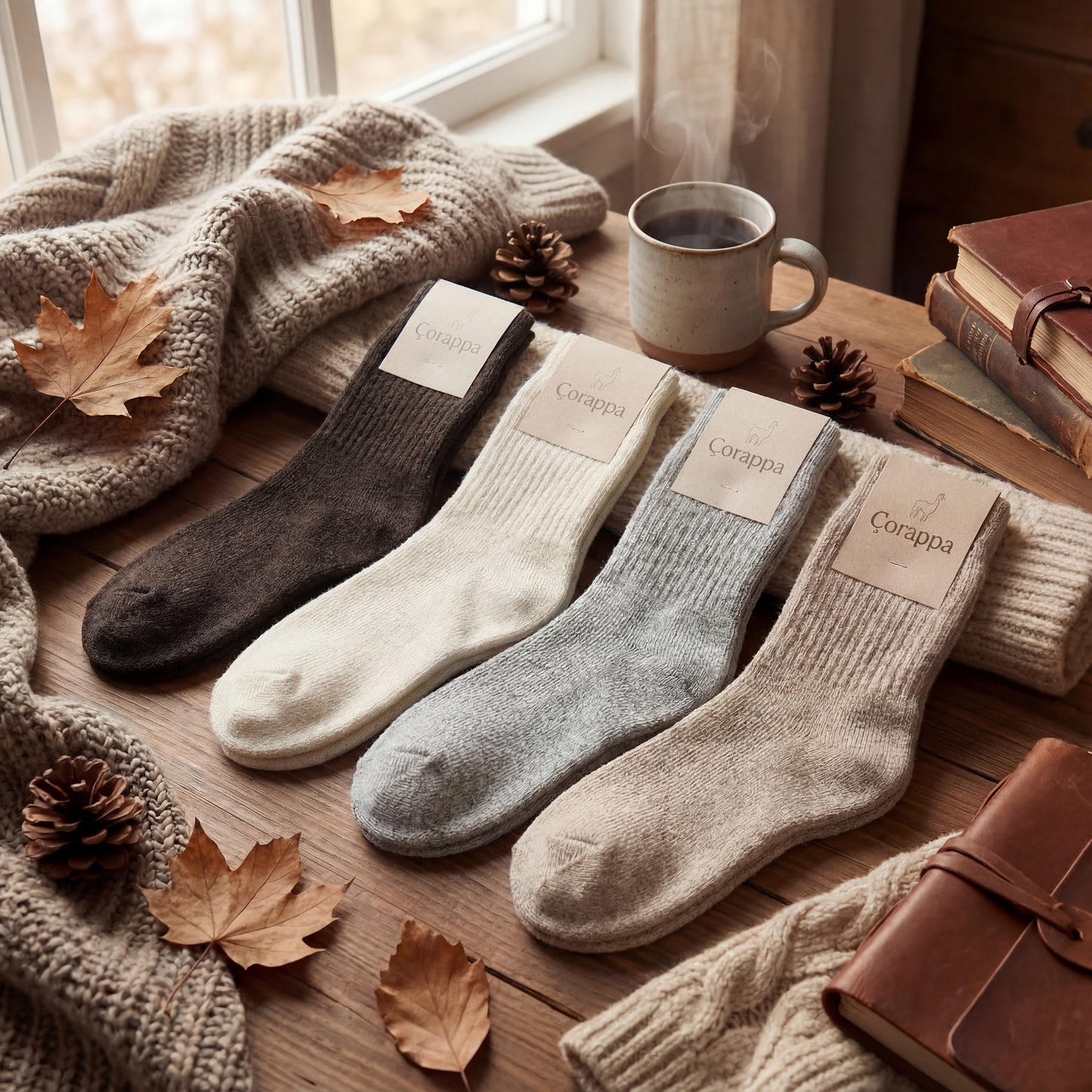 Doğal Alpaka Yünü Kış Çorabı